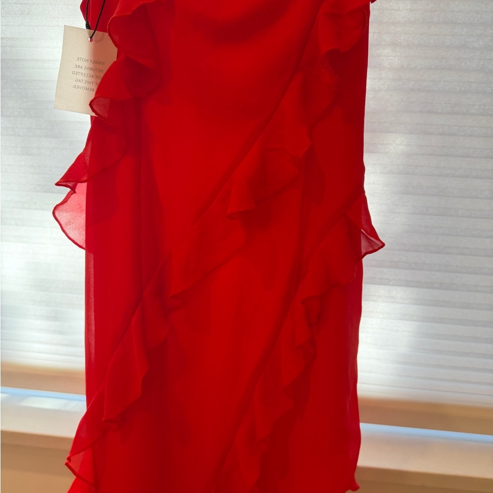 Chic Asymmetrical Red Dress - Picture 5 of 6